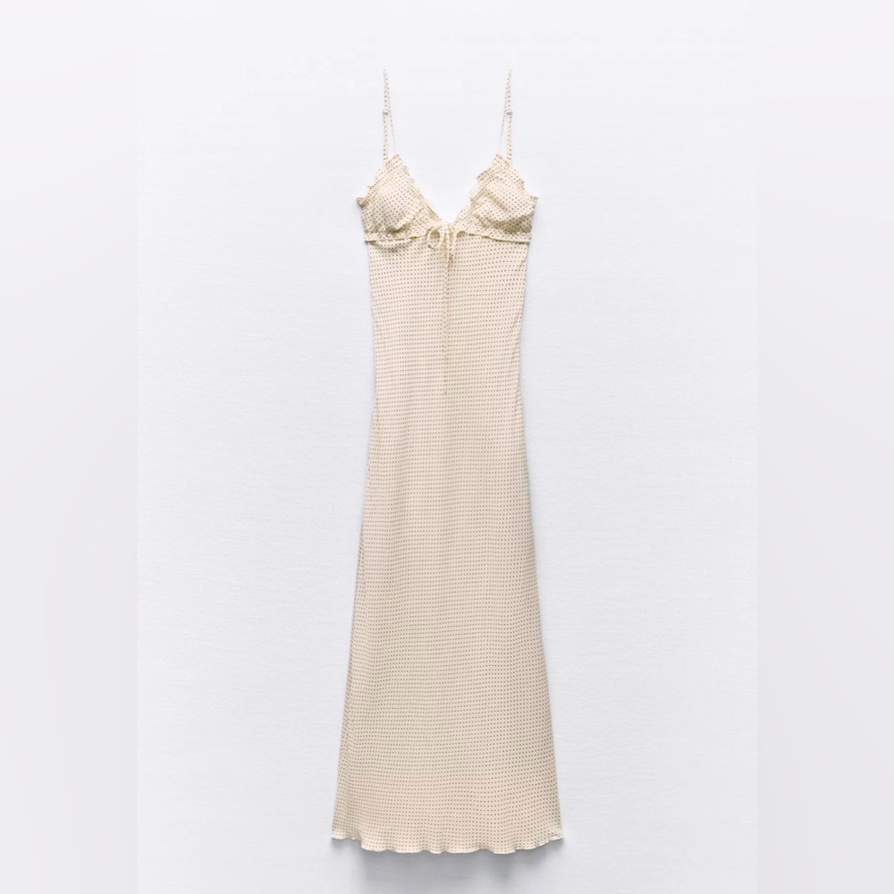 NWOT- Never Worn- Zara oyster white polka dot Dress